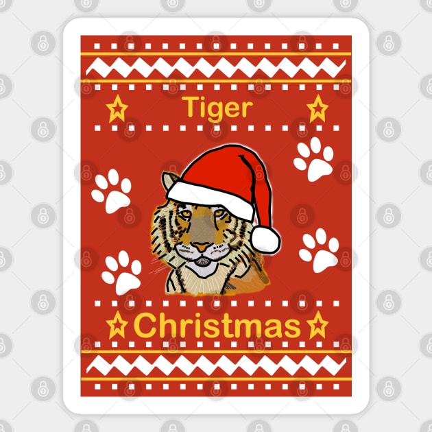 Tiger Christmas Sweater Magnet by ellenhenryart